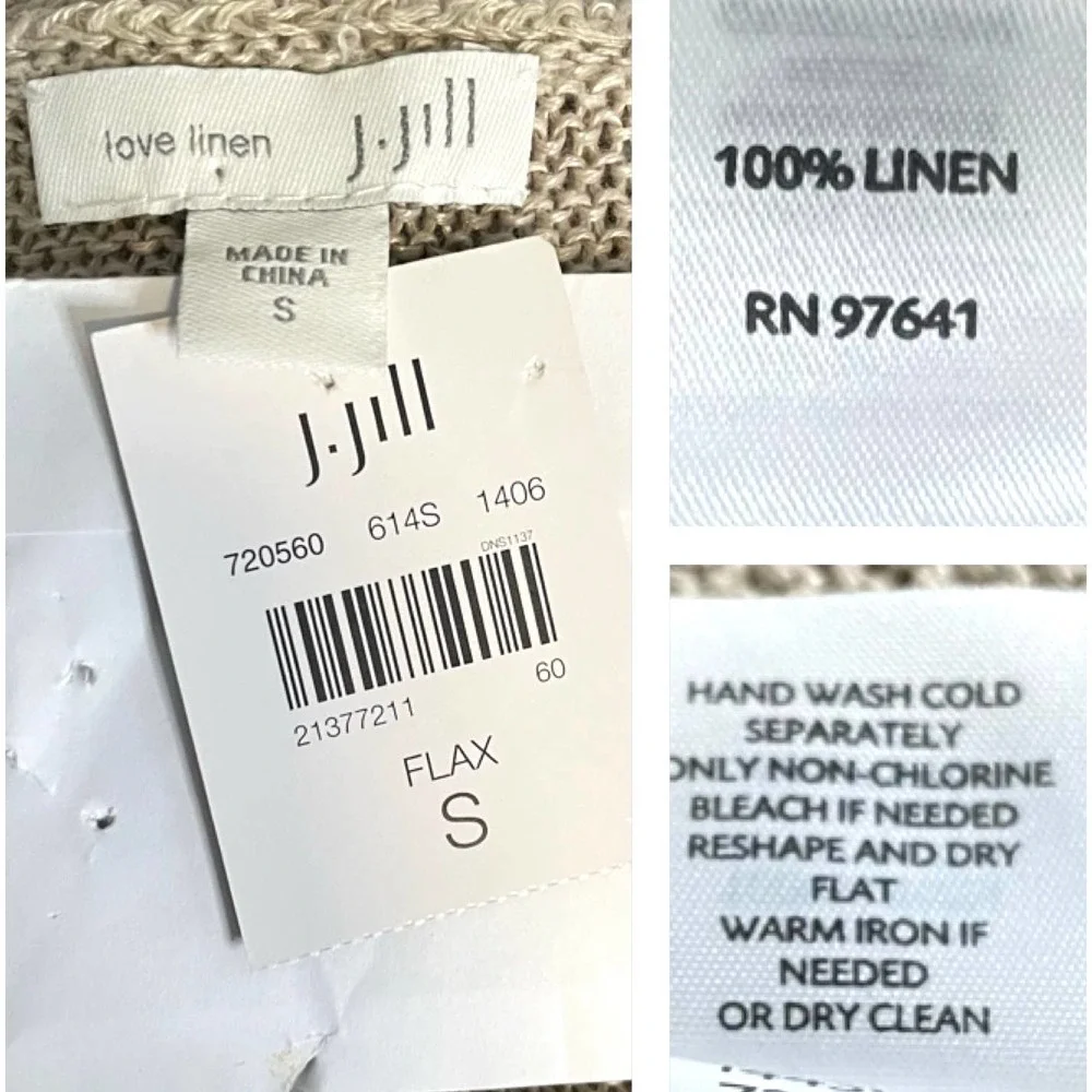 J Jill Tan Linen Lightweight Knit Oversized Cardigan Sweater NEW